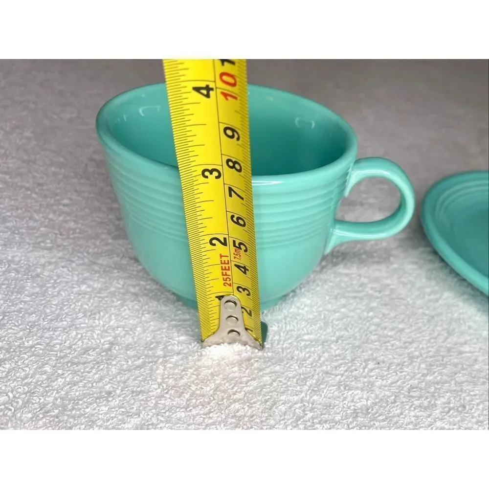 Homer Laughlin Fiesta Turquoise Older Footed Cup & Saucer Set